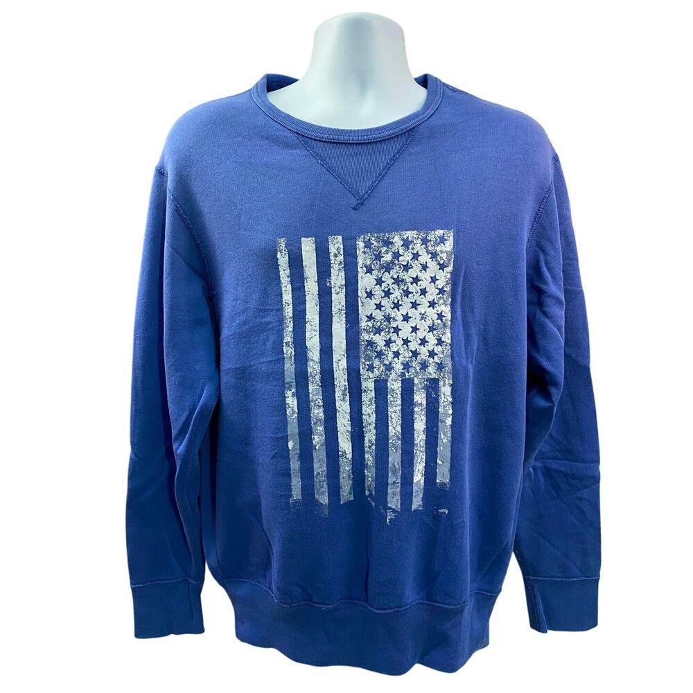 Cremieux Classic Fit Sweater – American Flag Knit – Blue – Size Large